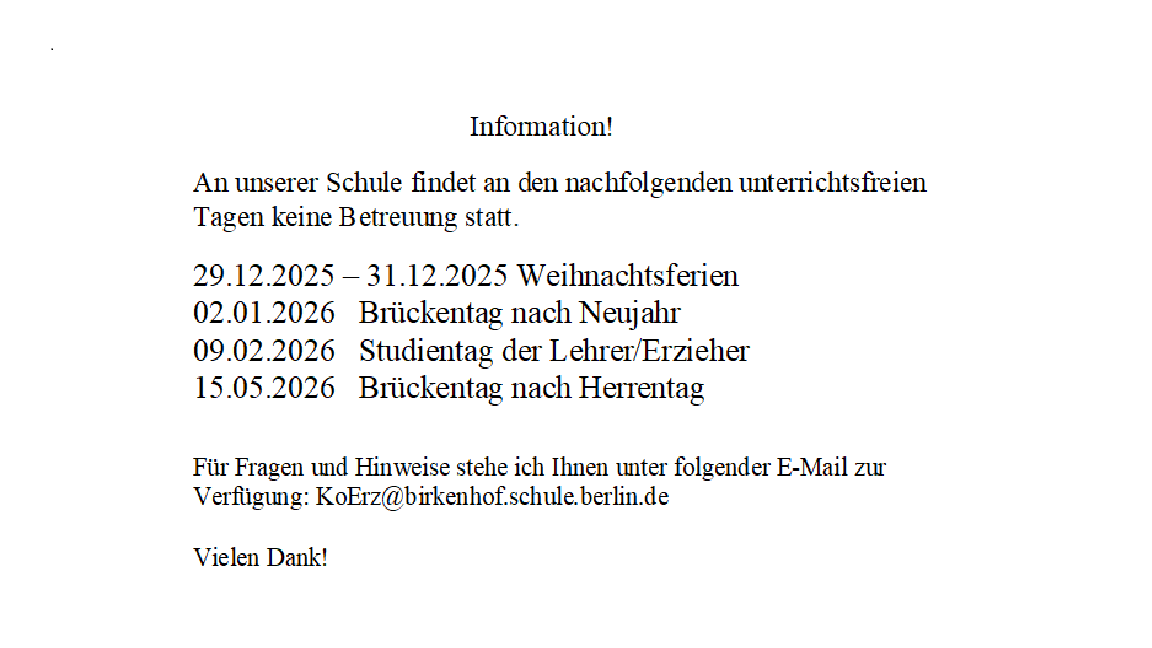 Schließzeiten 25 26